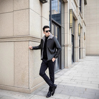 Nouvelle veste bomber vintage pour homme en cuir PU, fermeture éclair, doublure en polyester blanc, satin extra-épais, coupe ample, décontractée