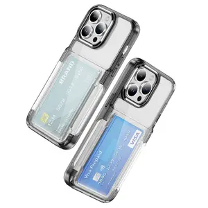 Wholesale Transparent Clear Cover With 2 In 1 Wallet Slot And Phone Holder Mobile Phone Case For IPhone 12 13 14 15 Pro Max