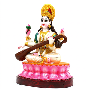Statue en résine de la déesse hindoue Saraswati, figurine traditionnelle faite à la main, décoration religieuse pour Diwali, mariage, présentation sur table, style occidental - Product Image 1