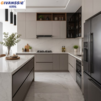 Meuble de cuisine modulaire en contreplaqué avec panneau mélaminé, armoire de cuisine sur mesure avec rangement à angle mort, résistant à l'eau