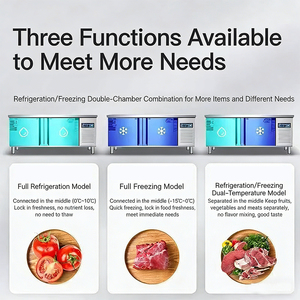 Plan de travail réfrigéré sous comptoir en acier inoxydable durable, <span class=keywords><strong>table</strong></span> de préparation alimentaire commerciale pour boulangerie avec dosseret - Product Image 4