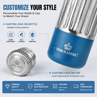 Botol Air Stainless Steel 500ml dengan Pegangan Atas, Anti Bocor, Dinding Ganda Vakum, Termal, Flask Olahraga dengan 2 Tutup