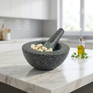 <span class=keywords><strong>Molcajete</strong></span> y Mortero de Granito Natural Personalizado para Cocina, para Especias y Hierbas - Ecológico y Duradero - Product Image 1