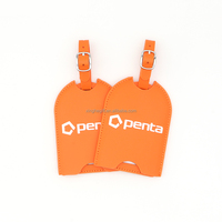 Étiquette de bagage personnalisable en similicuir PU orange avec fenêtre, impression de logo sur mesure