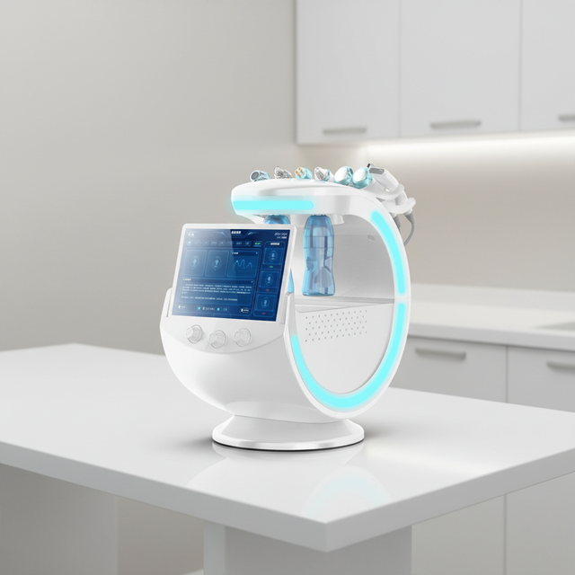 2026 7in1 Multifunction Smart Ice Blue Rf Aqua Skin Scrubber Hydrodermabrasion Oxygen Facial Machine With Skin Analyzer