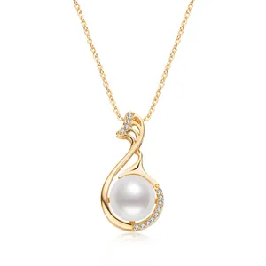 Bijoux fantaisie personnalisés colliers pendentif vente en gros collier de perles d'eau douce colliers de perles en argent 925 pour femmes