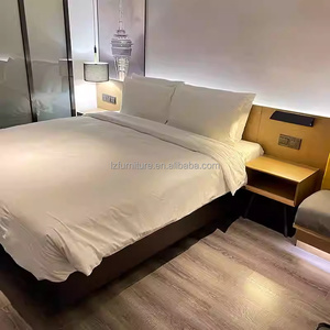 Low-priced 3 Star Hotel Bedroom Sets Furniture Modern King Queen Size Wooden <b>Bed</b> Frame With Nightstands TV Unit Desk & Wardrobe - Product Image 2