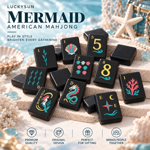 Tuiles de mahjong en acrylique élégantes et modernes, design imprimé, bords lisses, 160 pièces, jeu de mahjong américain, boîte cadeau pour femmes - Product Image 1
