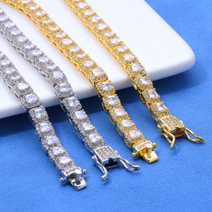 Streetwear Fashion 24K <b>Gold</b> Dipped Finish Crushed Ice Baguette Moissanite S925 Silver Tension <b>Set</b> Ice Bling Custom Factory OEMs - Product Image 5
