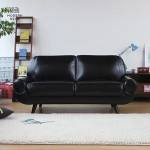 2 인승 무방비 인조 가죽 loveseat 소파 소파 settee 작은 검은 색 탄 중국 실내 장식품 scandi 북유럽 현대 인테리어 디자인