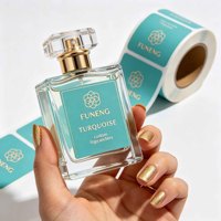 Étiquette personnalisée pour parfum, autocollant imperméable résistant à l'alcool, en vinyle transparent avec dorure à chaud pour flacon de parfum en verre
