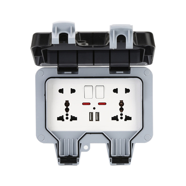 Outdoor Waterproof IP66 Switch Socket Bathroom Wall Splash Proof Outdoor Storm Proof UK EU Germany Universal Standard Sockets