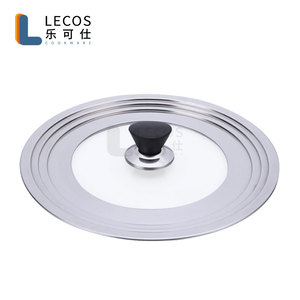 LECOS Couvercle de Remplacement Multifonctionnel pour Ustensiles de Cuisine, en Acier Inoxydable et Verre, <span class=keywords><strong>Grand</strong></span> Couvercle Universel pour Poêles et Casseroles - Product Image 3