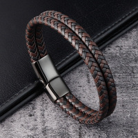 Genuine Leather Bracelet for Men, Multilayer Wrap