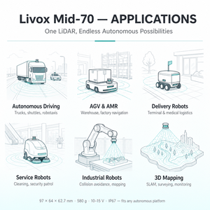 Livox Mid-70 3D LiDAR 200.000 PPS Scansione Non Ripetitiva 90m 10% IP67 ROS SDK per Robot Mobile Autonomo AGV - Product Image 6