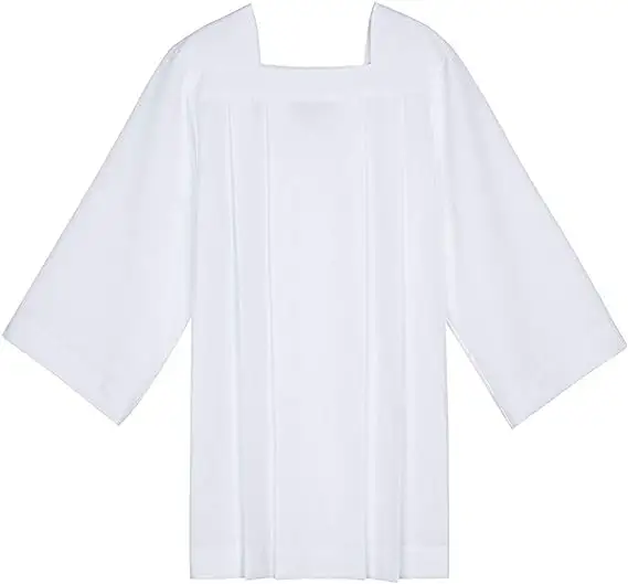 非常に安いホワイトスクエアラウンドネックラインサープリス教会Liturgical Vestment Choir Priest Robe
