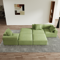 Canapé d'angle modulable ergonomique en mousse compressée sur mesure, vert, pour salon moderne