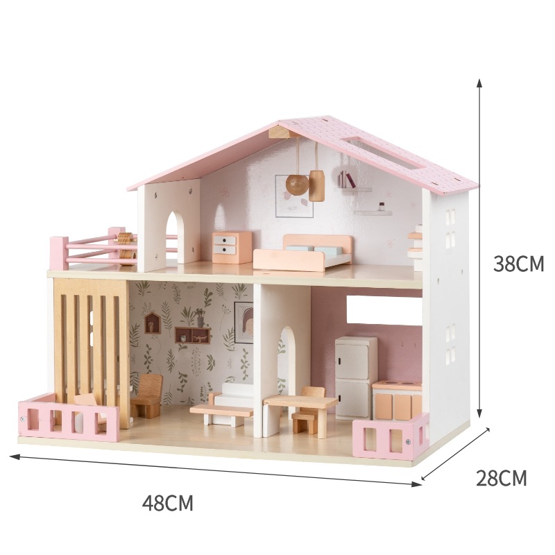 Jync031 maison de poupée nordique rose