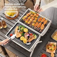 Four à charbon de bois portable sans fumée pour le camping en plein air, en acier inoxydable et en fer, barbecue, grill, plaque de cuisson