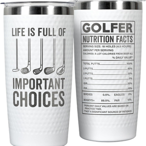 Borraccia Termica da Viaggio in Acciaio Inossidabile a Doppia Parete con Stampa Mazze da Golf, Personalizzabile, Regalo per Campeggio, con Informazioni Nutrizionali per Golfisti - Product Image 5