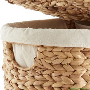 Eco-Friendly Handwoven Water Hyacinth Laundry <b>Basket</b> with Lid Clothes Hamper for Clothing Organizing <b>Basket</b> Storage - Product Image 4