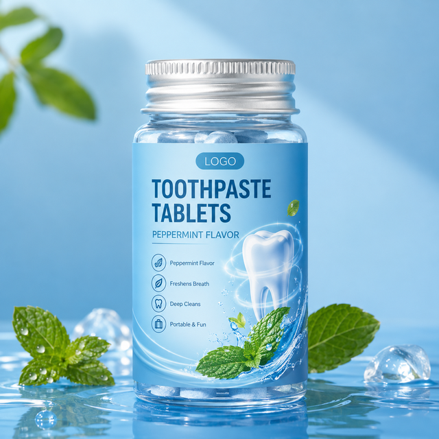 Private Label Mint Flavor Chewable Toothpaste Tablets Eco Friendly Solid Toothpaste Tabs Fresh Breath Deep Clean