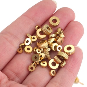 Cuentas espaciadoras redondas texturizadas |   Cuentas Sueltas Planas de Acero Inoxidable Chapadas en Oro PVD de 18K para la Fabricación de Joyería DIY - Product Image 4