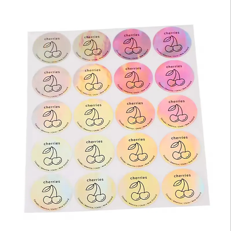 Etichetta di carta sintetica impermeabile con logo personalizzato per stampa di frutta, cibo e bevande, adesivo per etichette laser rotonde
