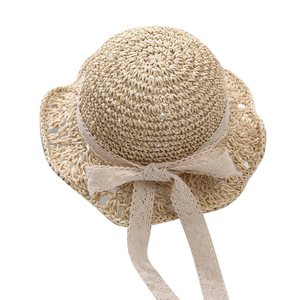 Sombrero de paja para niñas y bebés, cinta de paja, parasol de flores, sombrero de pescador, protector <span class=keywords><strong>solar</strong></span>, bonito - Product Image 3