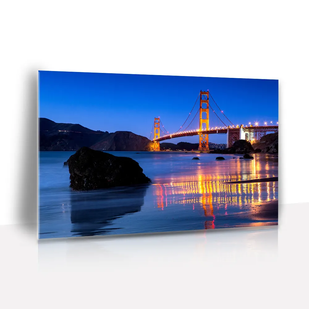 Personalizado alta resolução cidade noite hd matte brilhante digital foto design metal impressão no painel