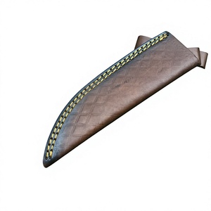 Couteau de chasse artisanal en acier Damas de qualité industrielle, lame droite de 8 pouces à pointe tombante, manche en bois, étui en cuir OEM - Product Image 3