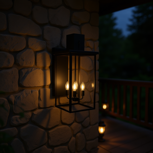 Lámpara de pared exterior de aluminio negro, 30 pulgadas de alto, resistente a la intemperie, para jardín, porche, patio, 4 luces, sin bombillas - Product Image 2