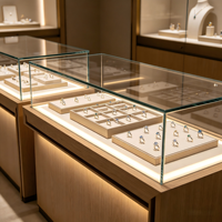 Vitrines en bois et en verre pour l'affichage des bagues et des bijoux en magasin de détail