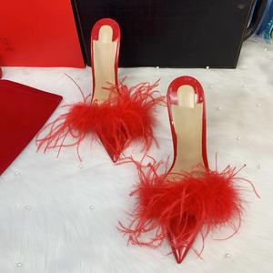 Ciabatte donna moda estate ciabatte <span class=keywords><strong>con</strong></span> tacco scivoli donna fantasia sandali per abiti da festa <span class=keywords><strong>scarpe</strong></span> da banchetto <span class=keywords><strong>con</strong></span> <span class=keywords><strong>piume</strong></span> di pelliccia - Product Image 5