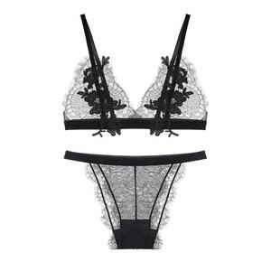 Velvet Lace Bralette <b>Set</b> in Black Handmade Creations - Product Image 1