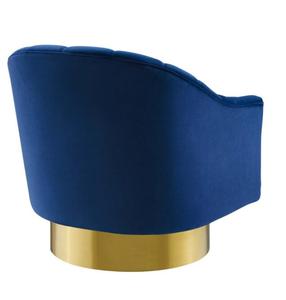 Sillón de terciopelo de alta calidad, Silla giratoria con base de acero inoxidable dorado al mejor <span class=keywords><strong>precio</strong></span>, silla decorativa azul marino para sala de estar para eventos - Product Image 3