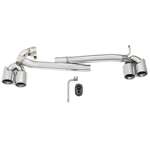 Terminale di Scarico Quadruplo in Acciaio Inox Argento e Nero con Fibra di Carbonio per BMW Serie 1 <span class=keywords><strong>118i</strong></span> <span class=keywords><strong>F20</strong></span> 2013-2016 - Product Image 1