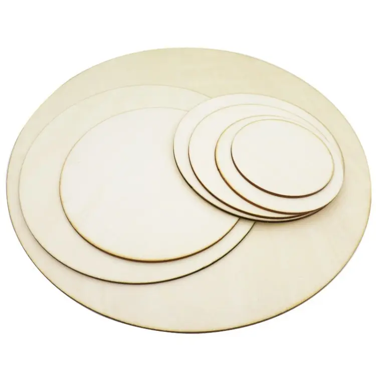 Personalizado circular de madeira gravável branco, impressão de gravura a laser círculo de madeira produtos em branco