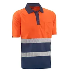 Polo - HVS620ORDN S London - Colore: Arancione fluorescente/blu - Tessuto sportivo "Eye Bird". Traspirante, assorbe l'umidità. - Product Image 2