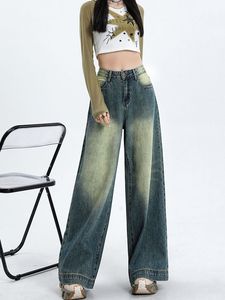 Pantalones vaqueros cargo de cintura alta para mujer al por mayor pantalones vaqueros de pierna ancha con bolsillo y solapa pantalones vaqueros rectos acampanados drapeados ropa de calle informal - Product Image 5