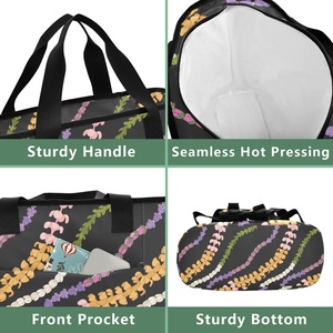 Sac à dos isotherme hawaïen en polyester avec impression intégrale personnalisée, motif Aloha Collection Black Puakenikeni Lei, 36 canettes, avec logo - Product Image 5