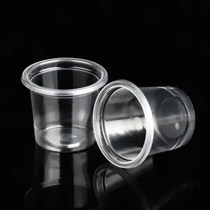 Disposable 1oz Biodegradable Mini PLA Portion Cup With Flat Lid 30ml Plastic Tasting Cup