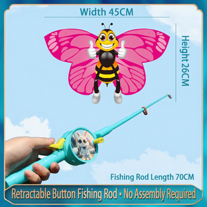 Caña de Pescar Dinámica de Mano para Niños, Fácil de Volar, con Diseños de Dibujos Animados de Golondrina y Águila y Alas que se Agitan (Plástico) - Product Image 2