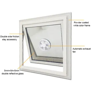Cheap price opaque glass aluminum bathroom ventilation window