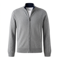 Chaqueta de Algodón Casual de Invierno OEM ODM GOTS, Chaqueta Deportiva Ajustada para Hombre, Suéter de Punto con Logotipo Bordado, Cárdigan para Hombre