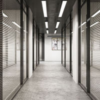 New Modern Office Partition Wall Environment Wooden and Glass Partition Wall Swing or Sliding Door Options
