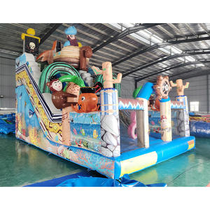 Château gonflable commercial d'extérieur pour enfants et adultes, combo château de saut, bateau pirate gonflable, double toboggan sec et humide - Product Image 5