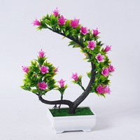 Crescent Flared Flower Bonsai Set Mini künstliche Kunststoff Topfpflanze für Home Interior Wandbehang Wohnzimmer Veranda für