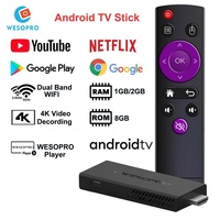 WESOPRO G2 Lite Plus Clé Android TV Intelligente pour Lecteur Multimédia IPTV avec 1 Go/2 Go RAM 8 Go ROM Wi-Fi 2,4 GHz/5,0 GHz Clé Fire Mi 4K