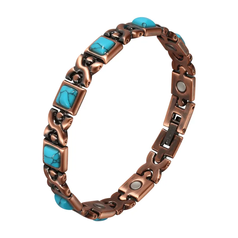 Trendying Health Magnetic Therapy Bracelets Women and Men Jewelry Turquoise 100% pure Copper Bracelet&bangle